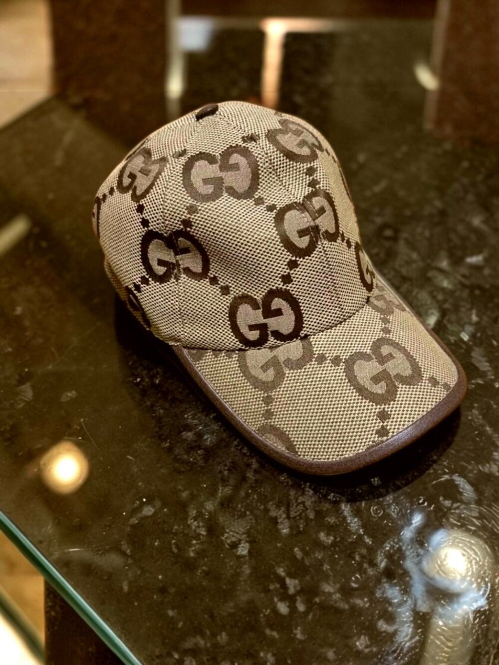 Beige GUCCI Jumbo GG Baseball Cap / Canvas Monogram Hat W/ Dust Bag Size M - Picture 5 of 6
